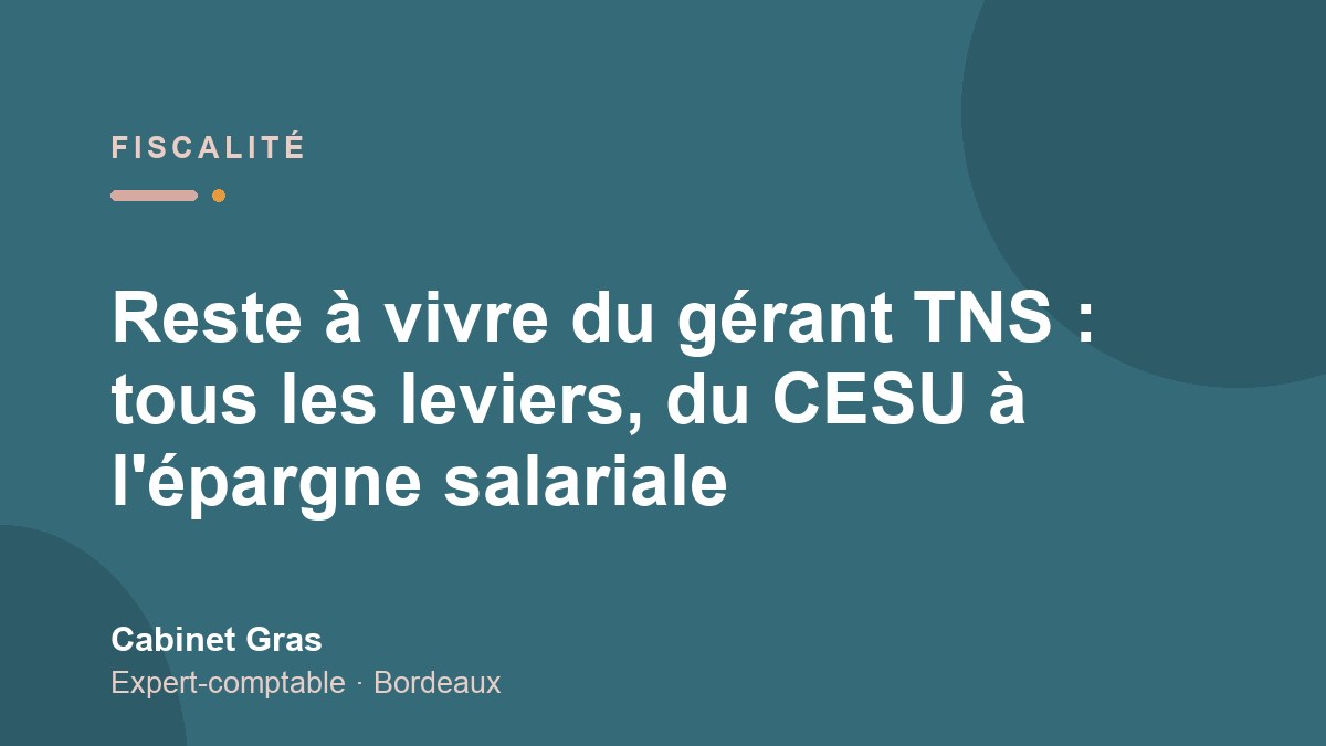 Reste à vivre du gérant TNS : tous les leviers, du CESU à l’épargne salariale